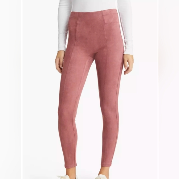 Spanx Faux Suede Leggings in Rich Rose | NWOT - Picture 1 of 5